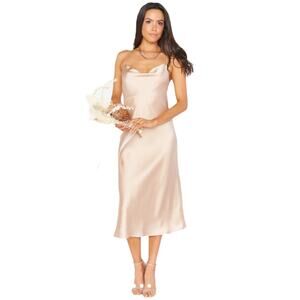 Show me your Mumu, "Verona Cowl Dress", champagne, formal silky dress size small